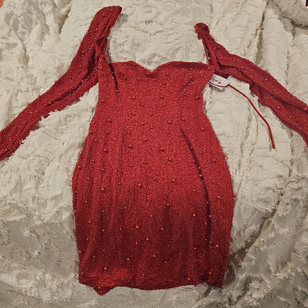 Elegant Red Beaded Dress